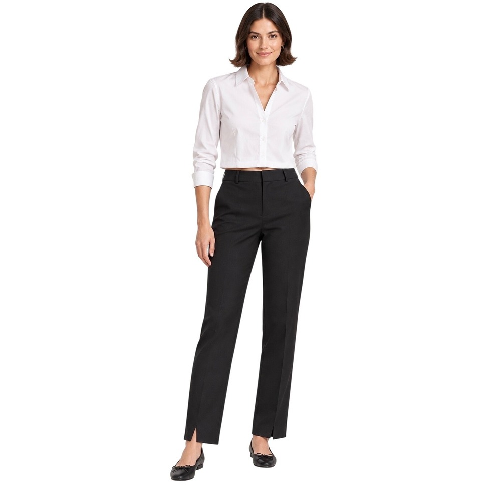 J.McLaughlin Deanne Pants Size 0 Black Ponte Straight Leg Split Hem Trousers
